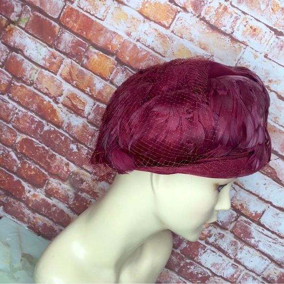 Feathered Vintage MCM Mulberry Purple Flapper Inspired Cloche Hat main image 7